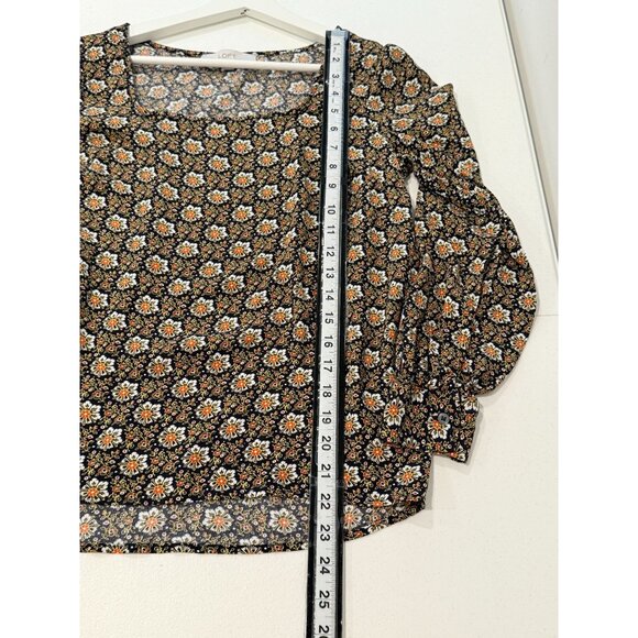 Loft Top Womens Peasant Cottageocre Floral Old Money Romantic Black Orange Sz S - Picture 8 of 11